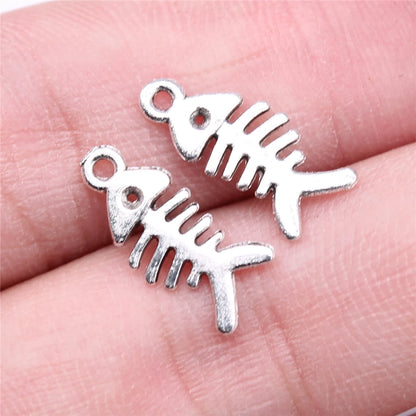 Fish Bone Charms | 40-Piece Mixed Color Metal Pendants | DIY Jewelry Making Supplies for Bracelets, Necklaces & Earrings