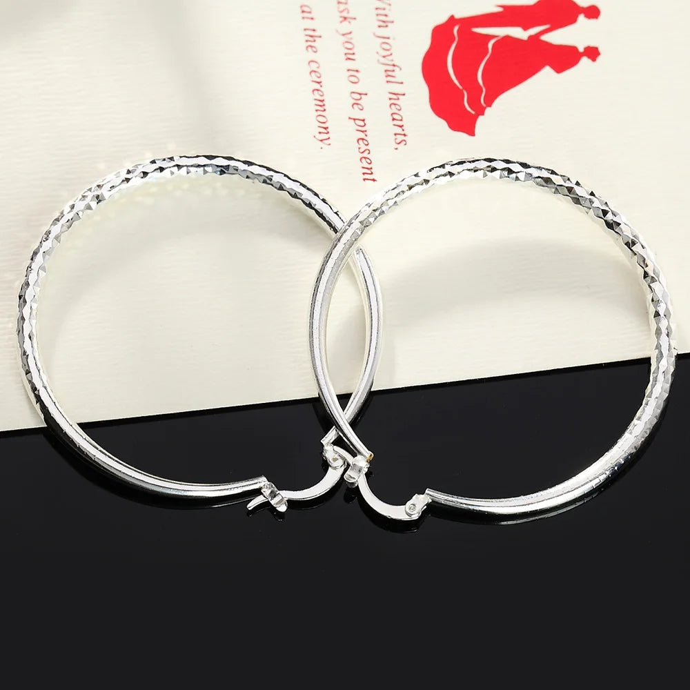 5cm Hoop Earrings | 925 Sterling Silver Circle Hoops | Classic Lightweight Earrings for Women, Wedding & Everyday Jewelry