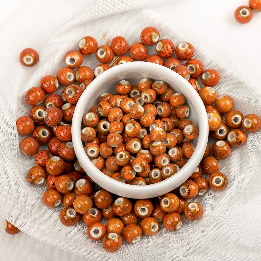 Multi-color Ceramic Beads 6mm | Speckled Porcelain Round Beads | 100pc Bracelet & Necklace Beads | DIY Jewelry Making Supplies