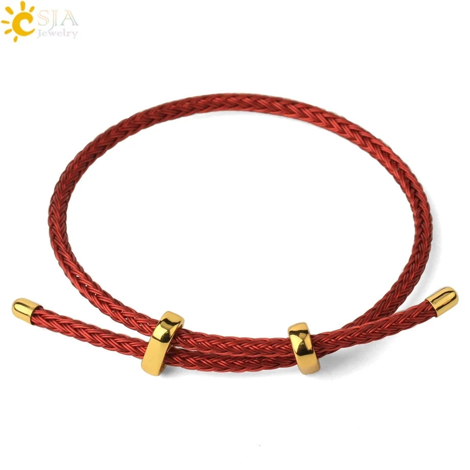 Adjustable Steel Wire Bracelet | Braided Rope Expandable Bracelet with Gold Color Clasp | DIY Charm Bracelet Base
