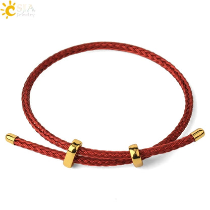 Adjustable Steel Wire Bracelet | Braided Rope Expandable Bracelet with Gold Color Clasp | DIY Charm Bracelet Base