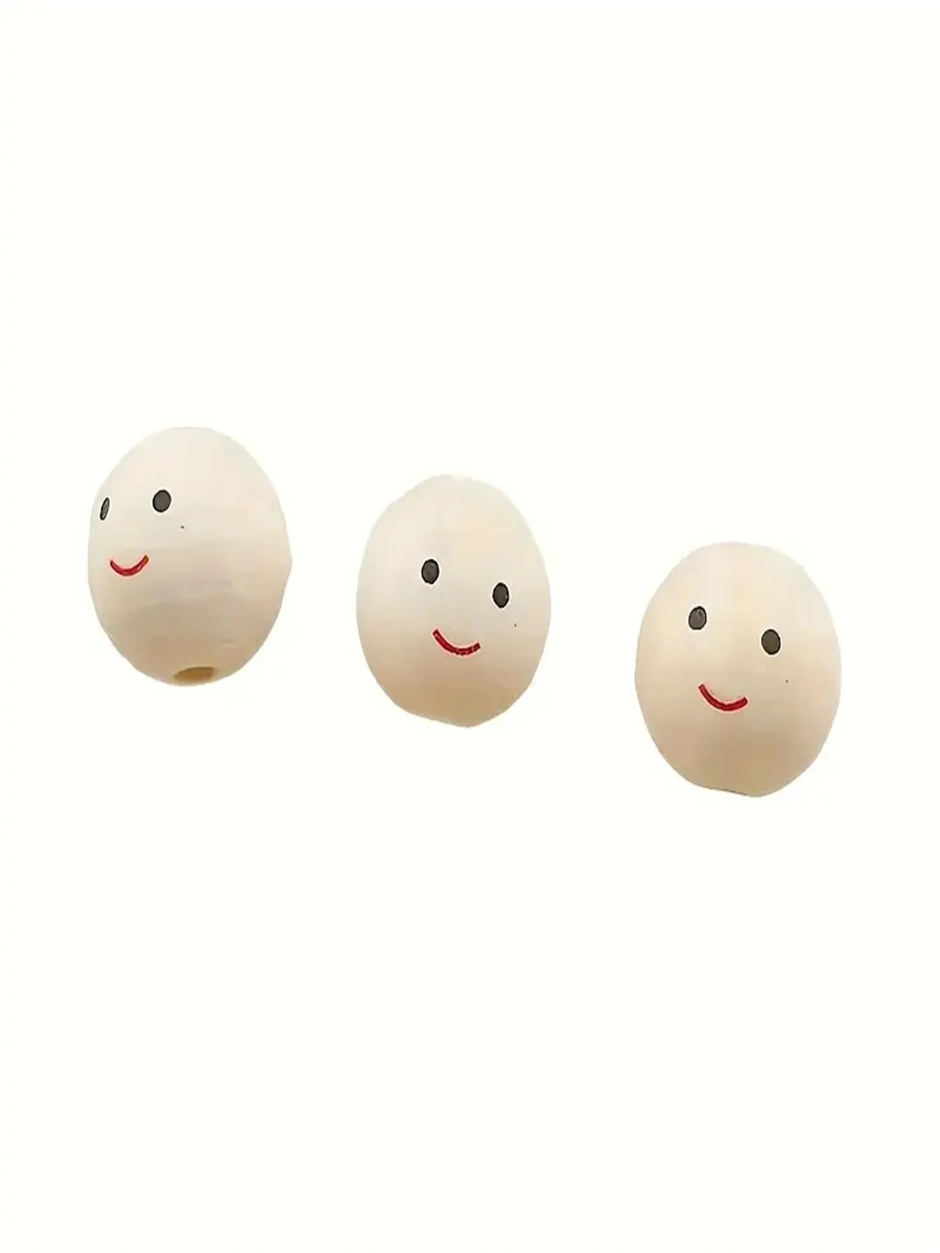 Smiley Face Wooden Beads | 20-Piece Round Expression Beads | DIY Jewelry Making, Bracelets, Necklaces & Craft Supplies
