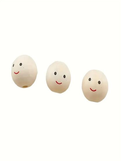 Smiley Face Wooden Beads | 20-Piece Round Expression Beads | DIY Jewelry Making, Bracelets, Necklaces & Craft Supplies