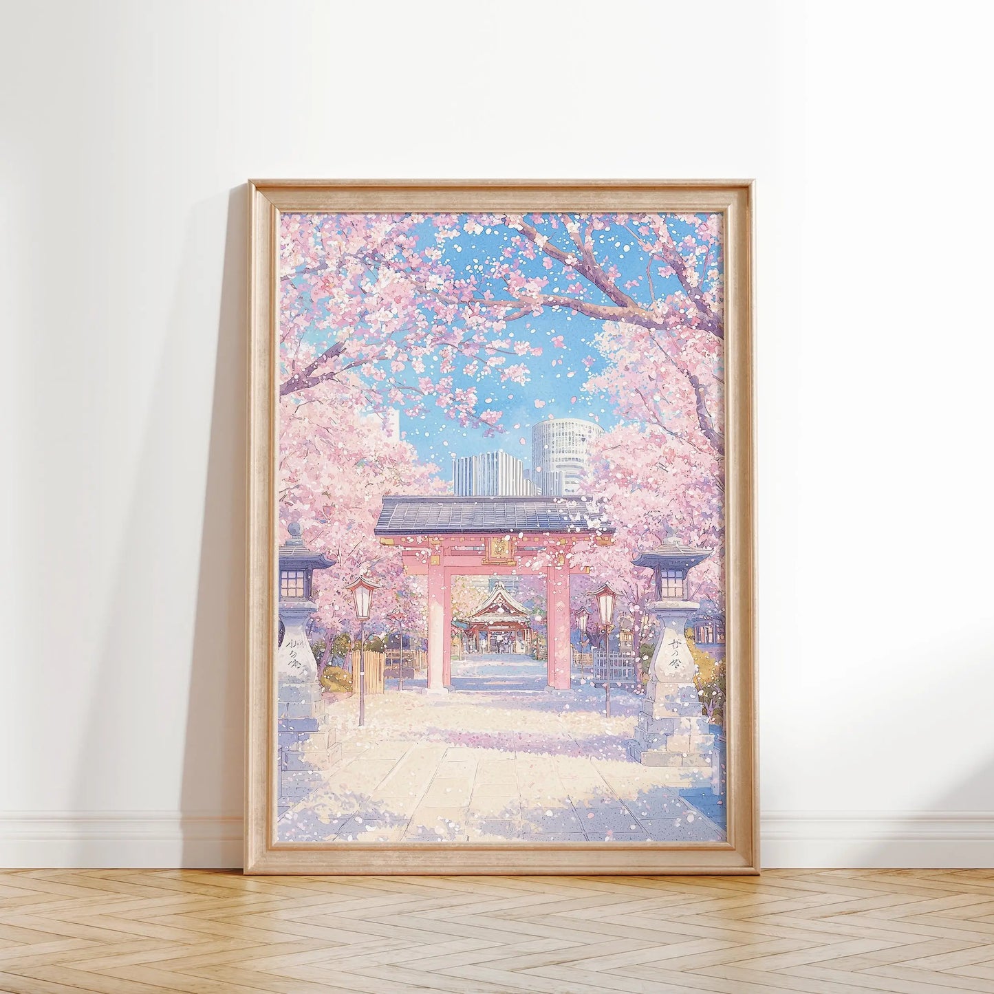 1pc Modern Cityscape Travel Mural Pink Flowers Nature Landscape Buildings Art Poster European City Mural Unframed Home Decor