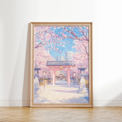 1pc Modern Cityscape Travel Mural Pink Flowers Nature Landscape Buildings Art Poster European City Mural Unframed Home Decor