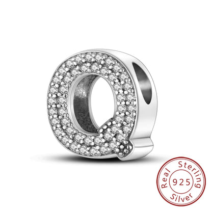 925 Sterling Silver A–Z Alphabet Charms | Initial Letter Beads for Charm Bracelets | DIY Jewelry Gift for Women