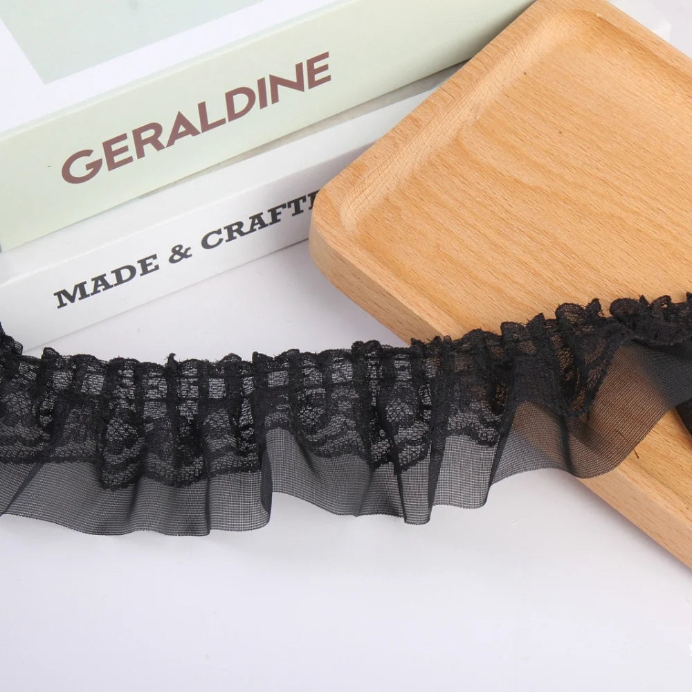 Pleated Chiffon Lace Trim | 2 Yards Double Layer Ruffle Ribbon | 5cm Sewing Trim for Clothing, Wedding Decor & DIY Crafts #SewingSupplies #ChiffonTrim