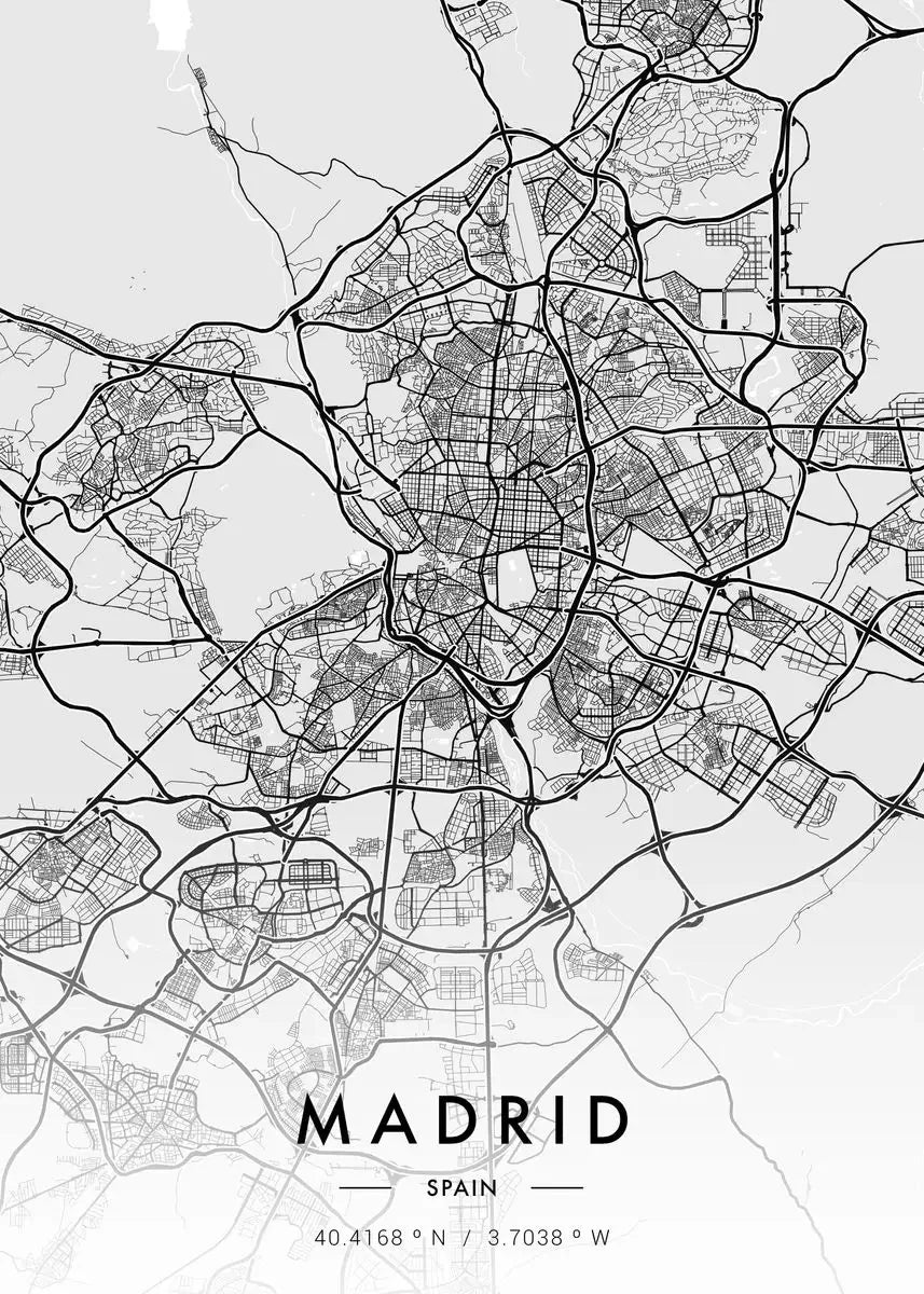 City Map Artwork Poster Paris New York Canvas Painting HD Printed Black and White Map Wall Art Picture Living Room Home Decor