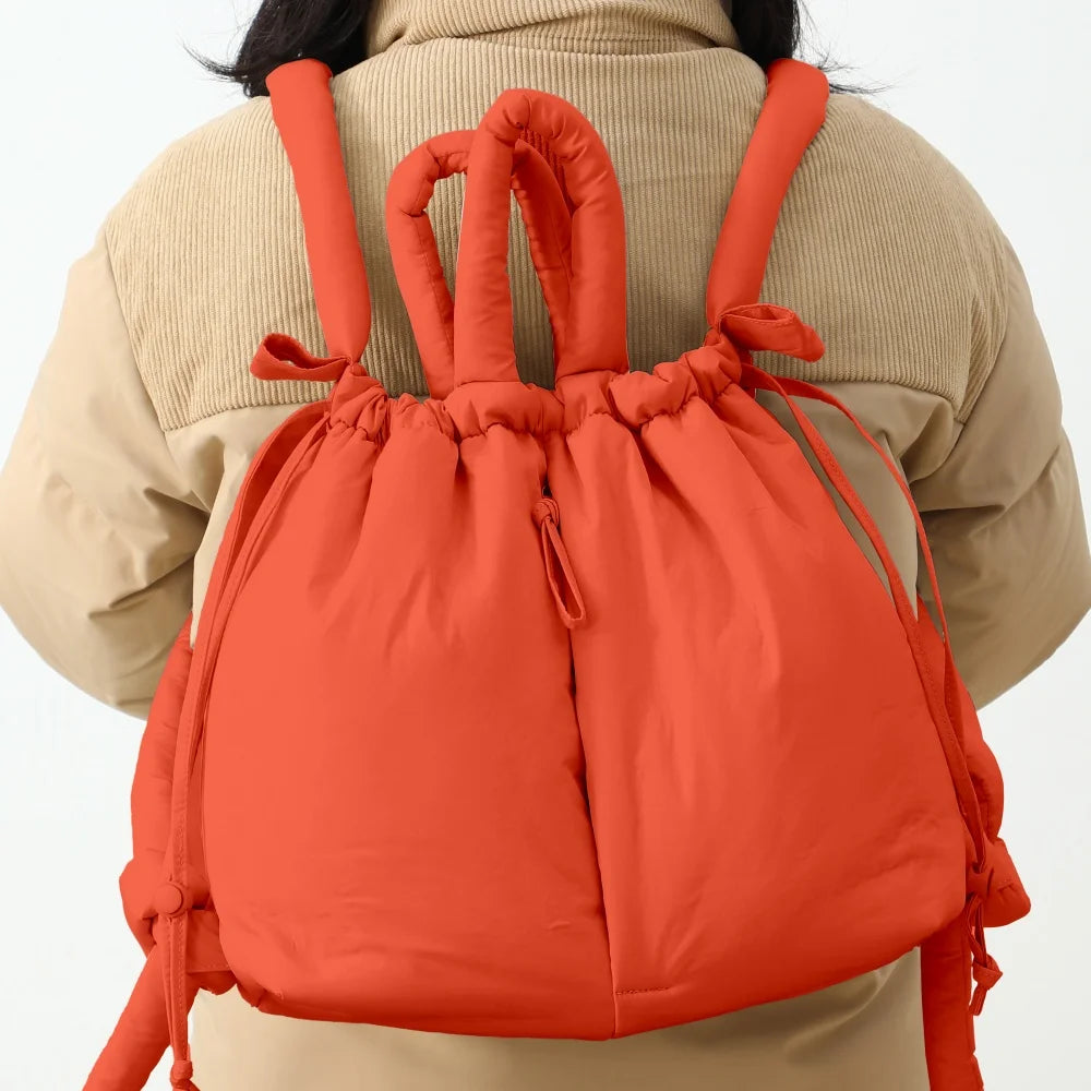 Puffer Backpack for Women – Lightweight Puffy Drawstring Tote & Shoulder Bag