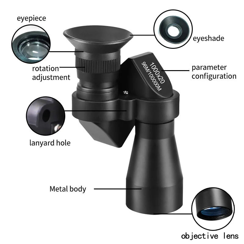 Portable high-definition monocular telescope with high magnification zoom, hunting, camping, mountaineering, outdoor fishing