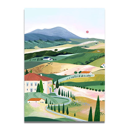 Santorini Lisbon Canvas Wall Art Print Poster Lake Como Central Park Decorative Painting Travel Mural Home Decor Gift Unframed