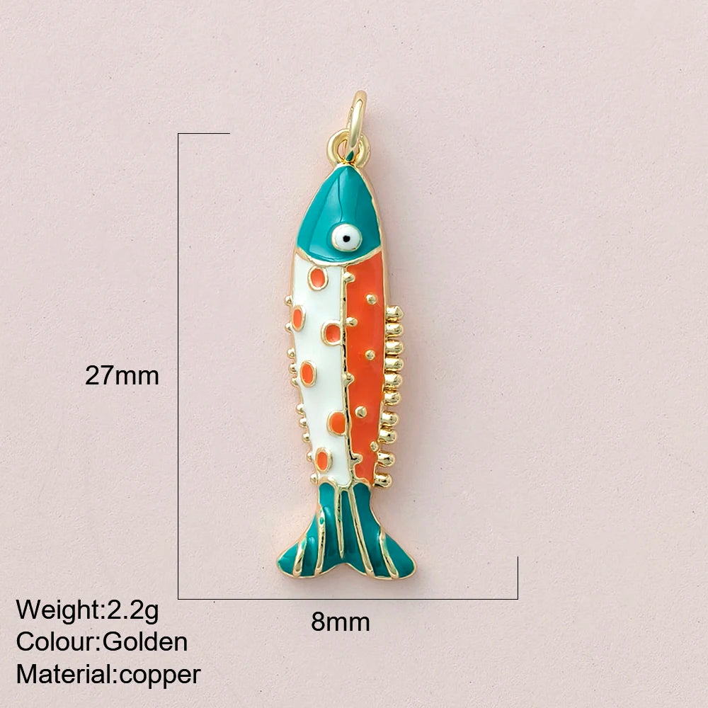 Cute Fish Charms | Gold Color Animal Pendants | Boho Charms for Earrings, Bracelets, Necklaces, Keychains & DIY Jewelry Making