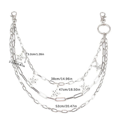 Silver chain necklace with measurements on a white background