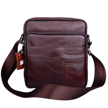 Men's Leather Crossbody Bag - Large Capacity