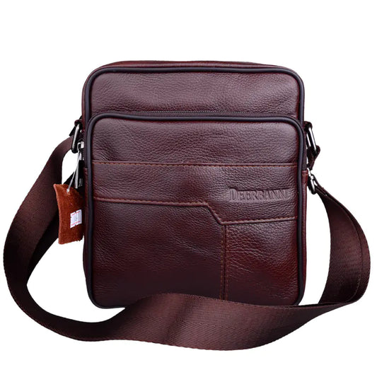 Men's Leather Crossbody Bag - Large Capacity