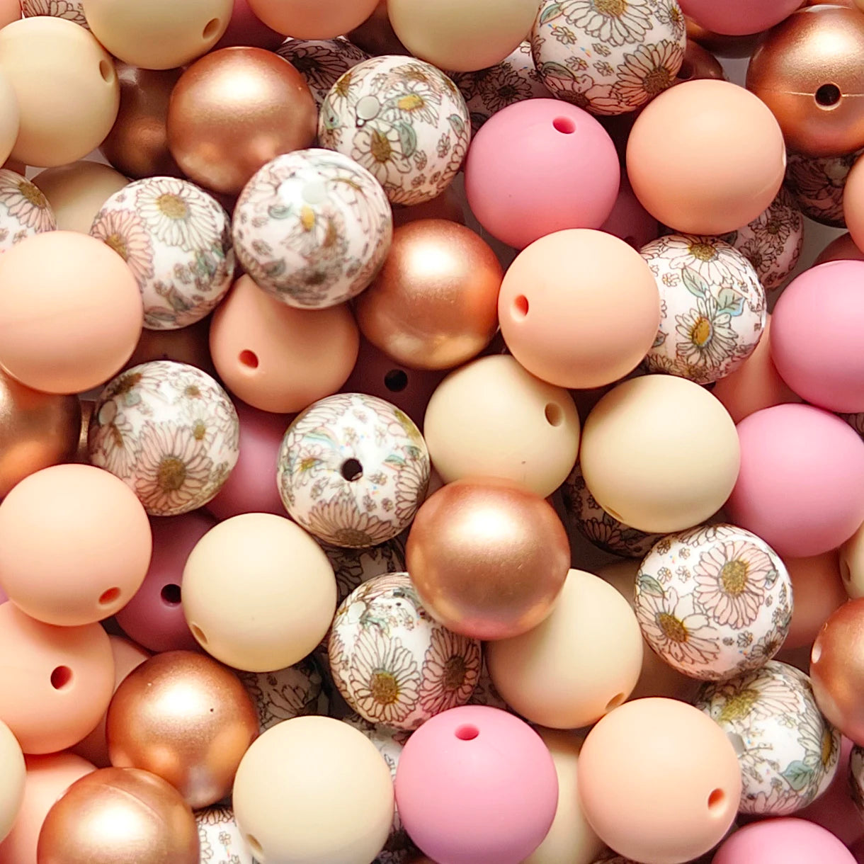 15mm Printed Silicone Beads | Mixed Round Focal Beads | DIY Pens, Keychains, Badge Reels & Jewelry Making Supplies