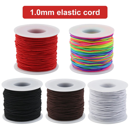 1mm Elastic Beading Cord | 50 Meter (164 ft) Stretch String | Colorful Bracelet, Necklace & DIY Jewelry Making Supplies