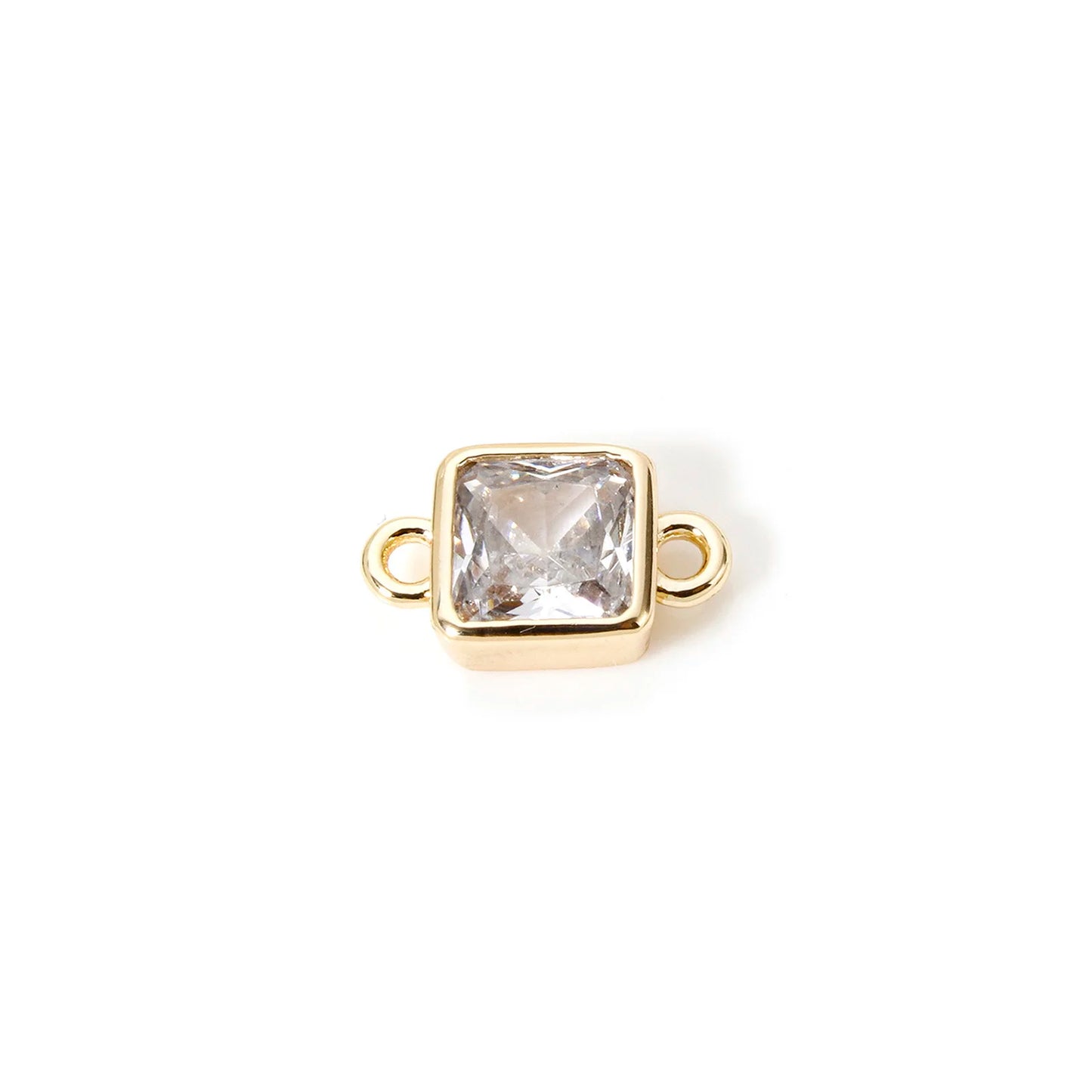 18K Gold Birthstone Connectors | Brass Square Charm Links | 2-Piece DIY Necklace, Bracelet & Earring Jewelry Findings