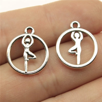 20pcs Charms Gymnastics Antique Silver Color Gymnastics Charms Jewelry Findings DIY Gym Charms Sport Wholesale
