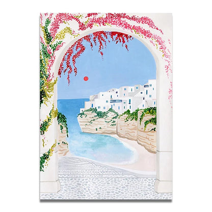Santorini Lisbon Canvas Wall Art Print Poster Lake Como Central Park Decorative Painting Travel Mural Home Decor Gift Unframed
