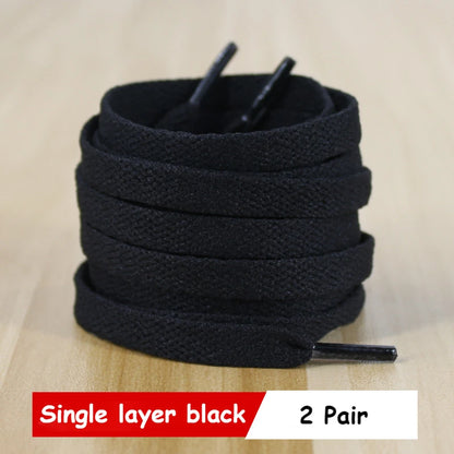 Premium Flat Shoelaces | White & Black Replacement Sneaker Laces | 28"–63" (70–160cm)