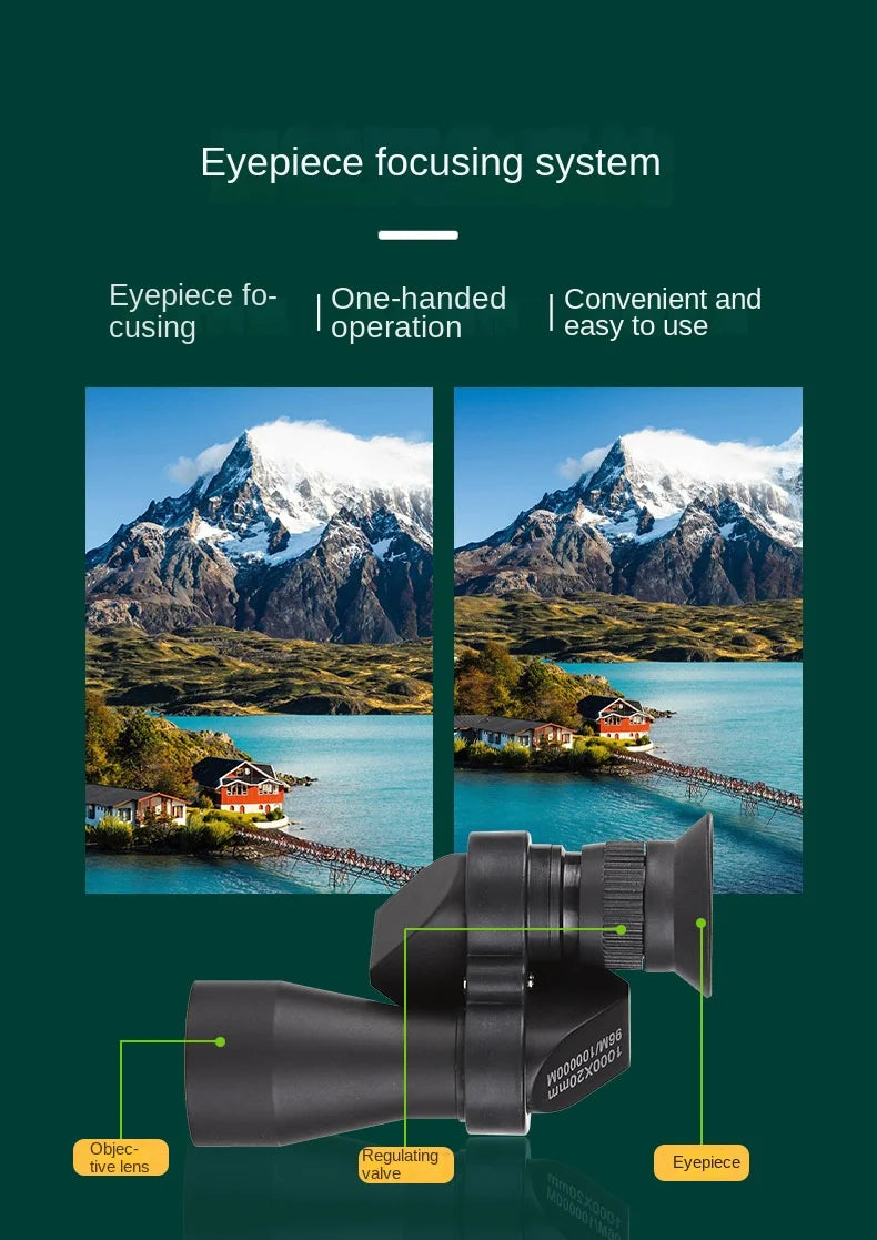 Portable high-definition monocular telescope with high magnification zoom, hunting, camping, mountaineering, outdoor fishing