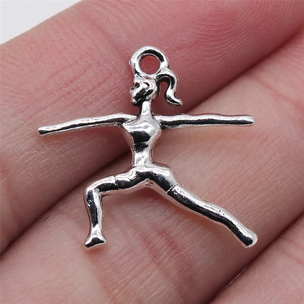 20pcs Charms Gymnastics Antique Silver Color Gymnastics Charms Jewelry Findings DIY Gym Charms Sport Wholesale