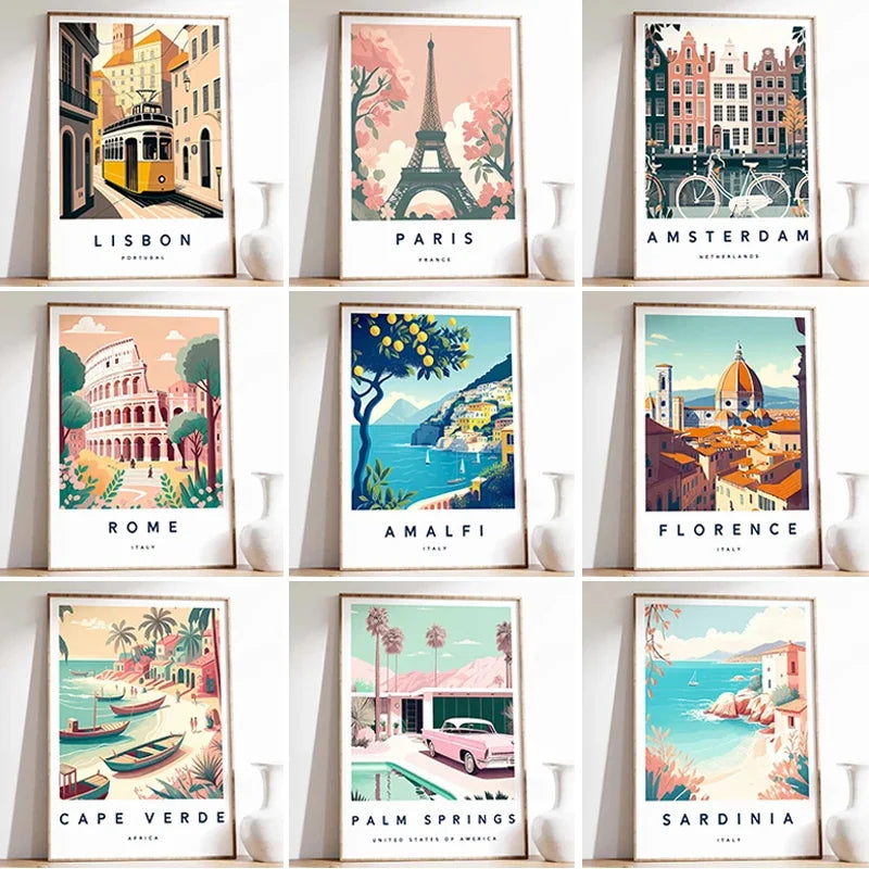 Florence Italy Europe TraveI City Landscape Poster Amalfi Rome Tuscany Sardinia Canvas Print Painting Wall Art Office Home Decor