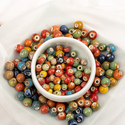 Multi-color Ceramic Beads 6mm | Speckled Porcelain Round Beads | 100pc Bracelet & Necklace Beads | DIY Jewelry Making Supplies