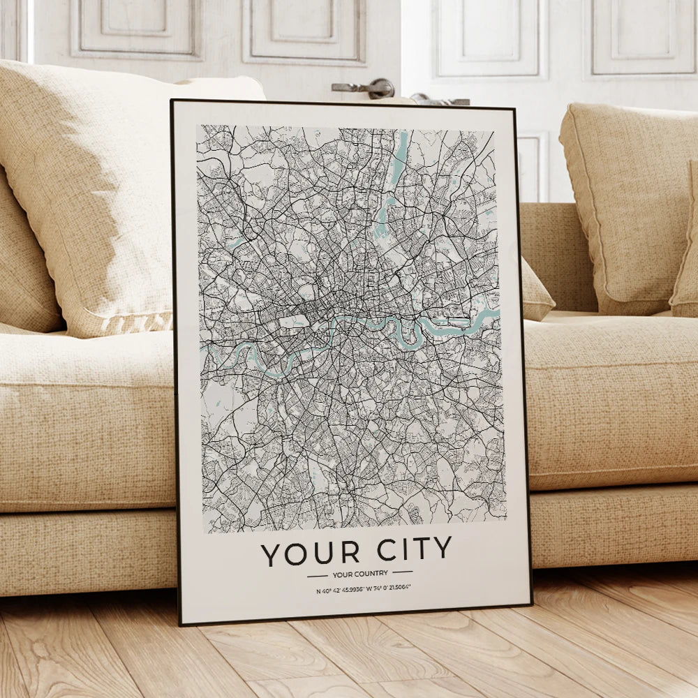 Custom Personalized City And County Map World Cover Gift Wall Art Printing Picture Living Room Bedroom Home Decoration