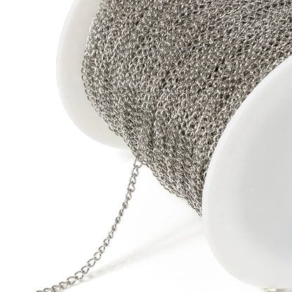 Stainless Steel Jewelry Chain 10 Meter Roll | 2x3mm, 3x4mm &amp; 4x5mm Link Chain | Bulk Necklace & Bracelet Making Supplies