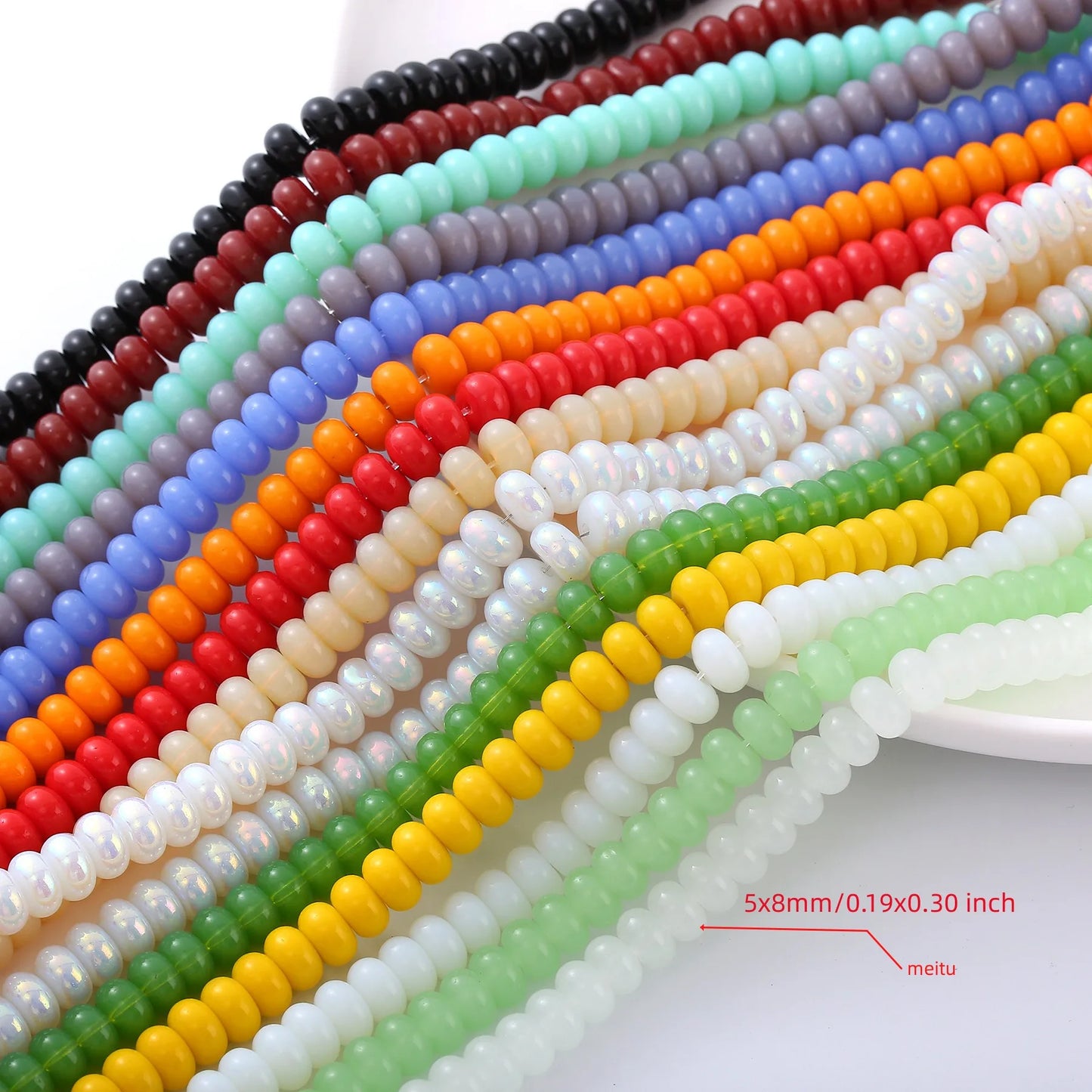 76-Piece Glass Wheel Beads | 5x8mm Crystal Rondelle Spacer Beads | DIY Jewelry Making, Bracelets, Necklaces &amp; Earrings