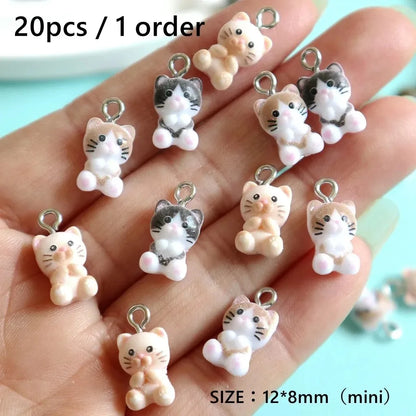 20 Mini Resin Cat Charms | Cute Kitten Pendants for DIY Jewelry Making | Kawaii Craft Supplies for Bracelets, Earrings & Keychains