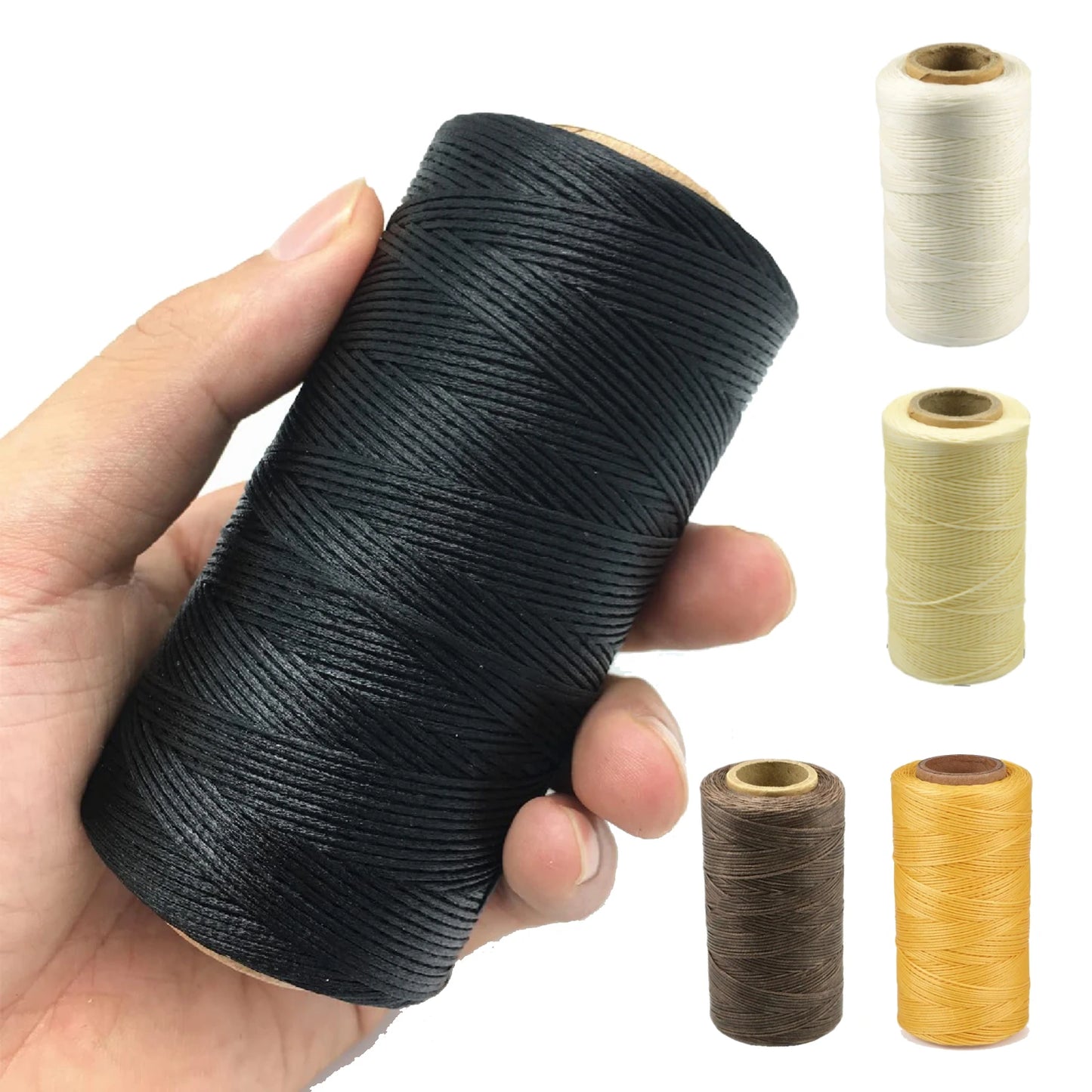 1mm Flat Waxed Thread | 260M Leather Sewing Cord | Heavy Duty Stitching Thread for Leathercraft, Bookbinding, Shoes & DIY