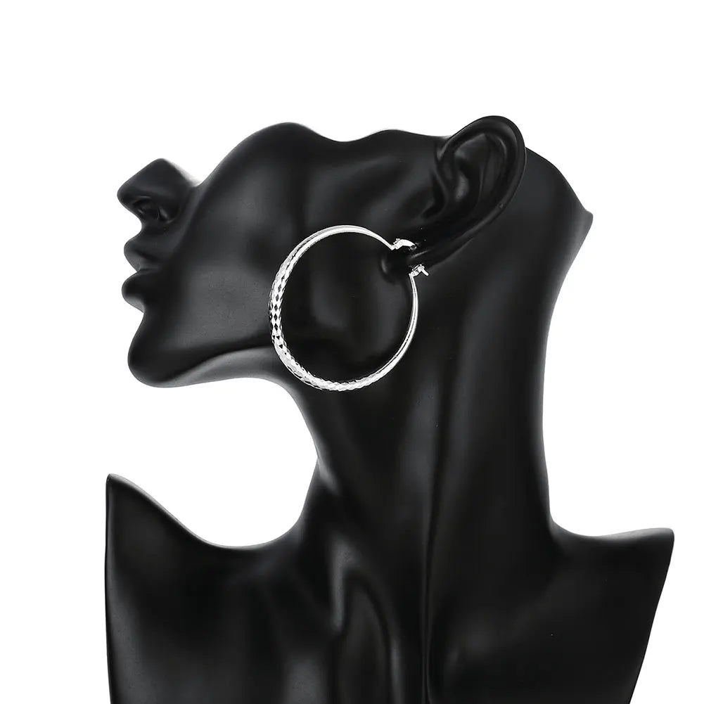 5cm Hoop Earrings | 925 Sterling Silver Circle Hoops | Classic Lightweight Earrings for Women, Wedding & Everyday Jewelry