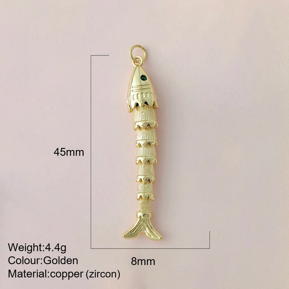 Cute Fish Charms | Gold Color Animal Pendants | Boho Charms for Earrings, Bracelets, Necklaces, Keychains & DIY Jewelry Making