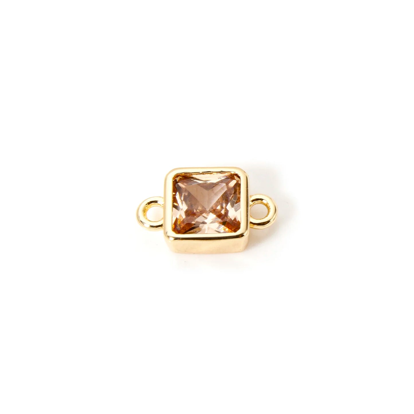 18K Gold Birthstone Connectors | Brass Square Charm Links | 2-Piece DIY Necklace, Bracelet & Earring Jewelry Findings