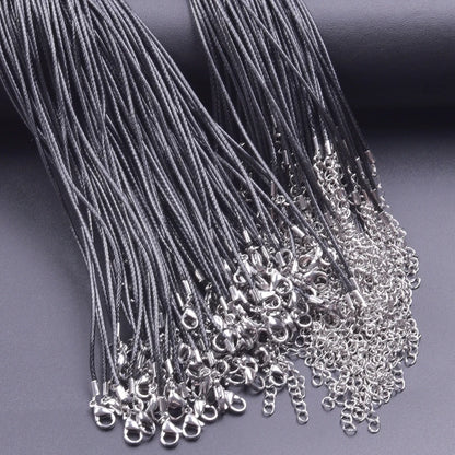 Black Leather Cord Necklace | Waxed Pendant Chain with Extender | DIY Jewelry Making Cord for Charms & Pendants