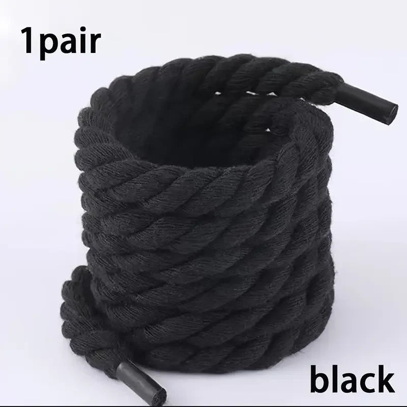 Black battle rope shoelaces on a white background with '1pair' and 'black' text.