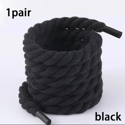 Black battle rope shoelaces on a white background with '1pair' and 'black' text.