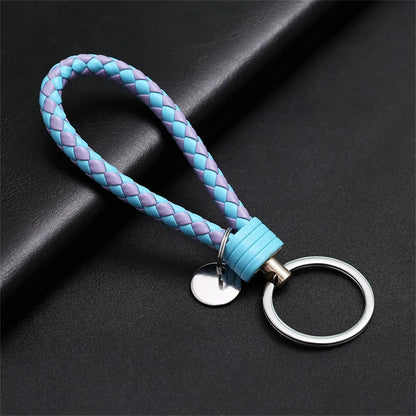 Braided PU Leather Keychain | Woven Rope Keyring with Metal Clasp | DIY Bag Charm, Key Holder & Craft Accessory