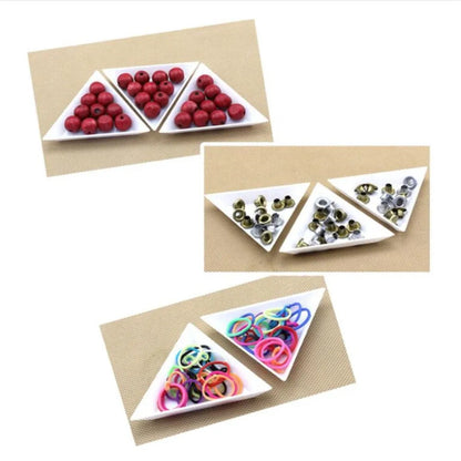 Set of 10 Bead Sorting Trays | Plastic Triangle Trays | Rhinestone & Sequin Organizer for Jewelry Making