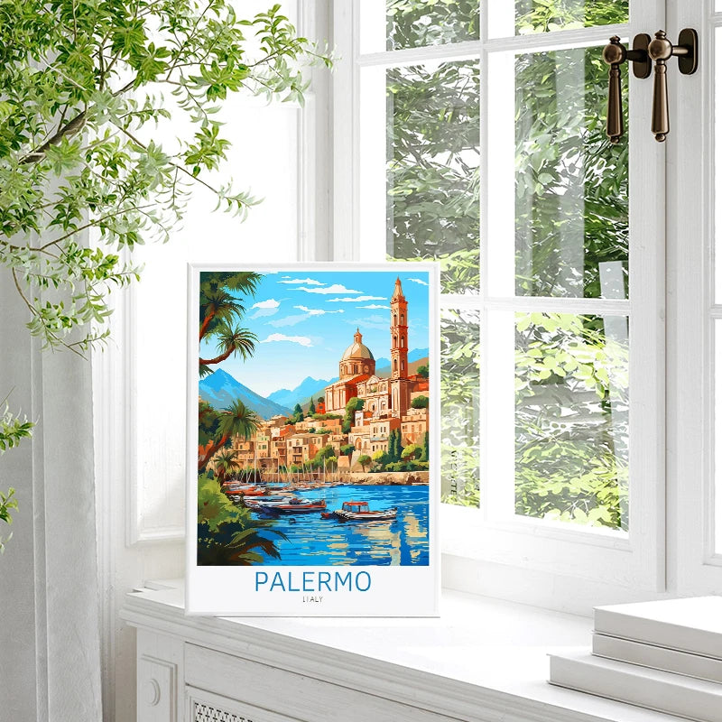 Italy City Travel Poster Paris Rome Milan Tuscany Venice Sardinia Canvas Painting Wall Art Picture for Living Room Home Decor