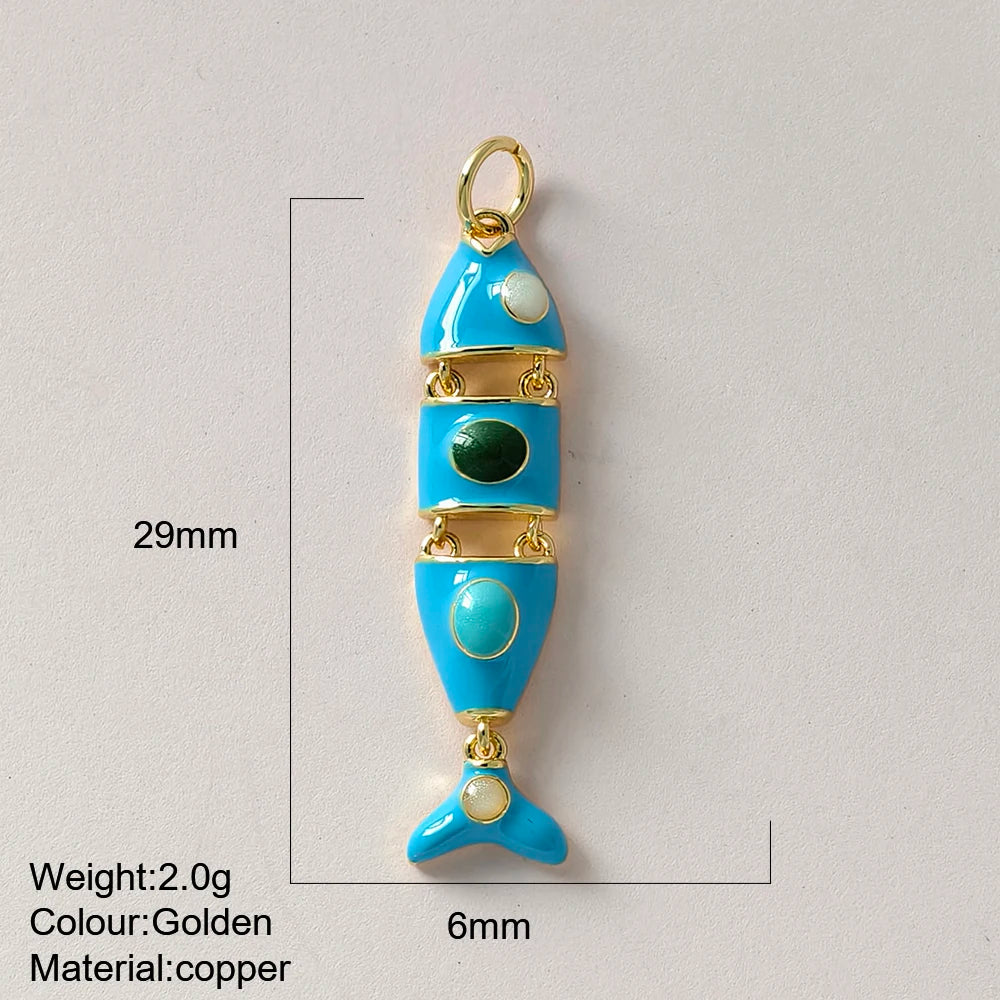 Cute Fish Charms | Gold Color Animal Pendants | Boho Charms for Earrings, Bracelets, Necklaces, Keychains & DIY Jewelry Making