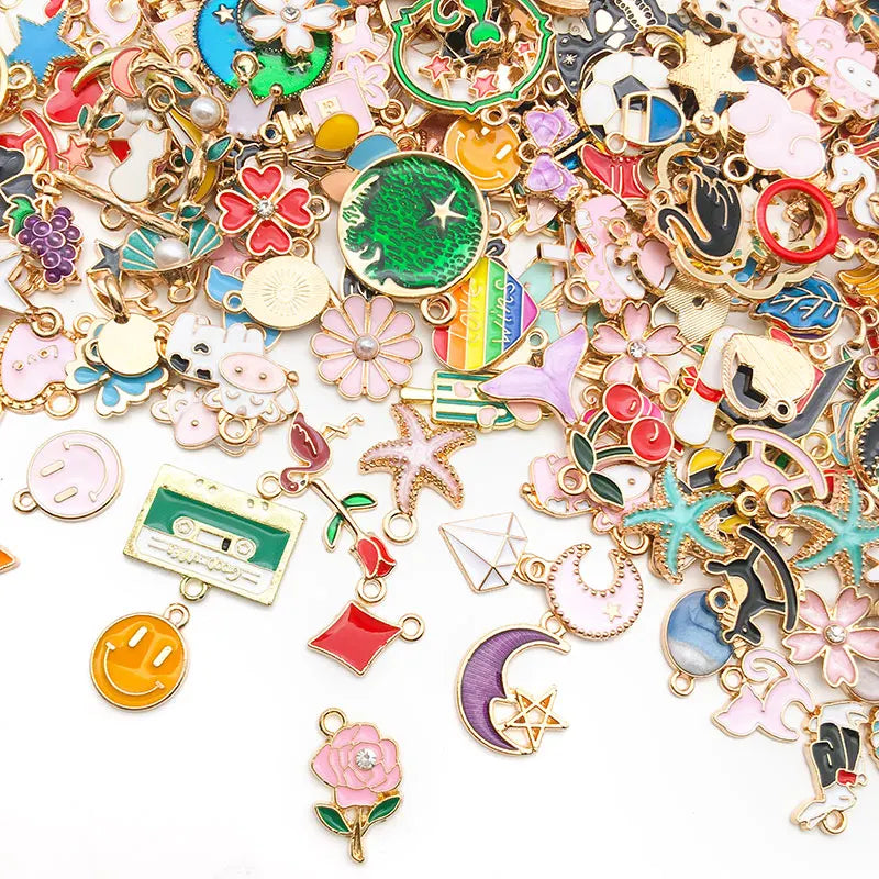 Gold Enamel Jewelry Charms Mix | 20, 30 & 50 Piece DIY Charm Set | Assorted Pendant Charms for Bracelets, Necklaces, Earrings & Crafts
