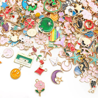 Gold Enamel Jewelry Charms Mix | 20, 30 & 50 Piece DIY Charm Set | Assorted Pendant Charms for Bracelets, Necklaces, Earrings & Crafts