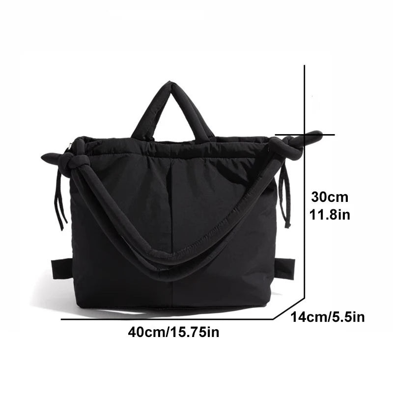 Vintage Puffer Tote Bag – Large Capacity Nylon Shoulder & Crossbody Handbag
