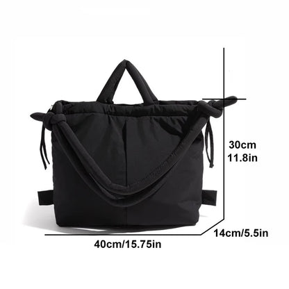 Vintage Puffer Tote Bag – Large Capacity Nylon Shoulder & Crossbody Handbag