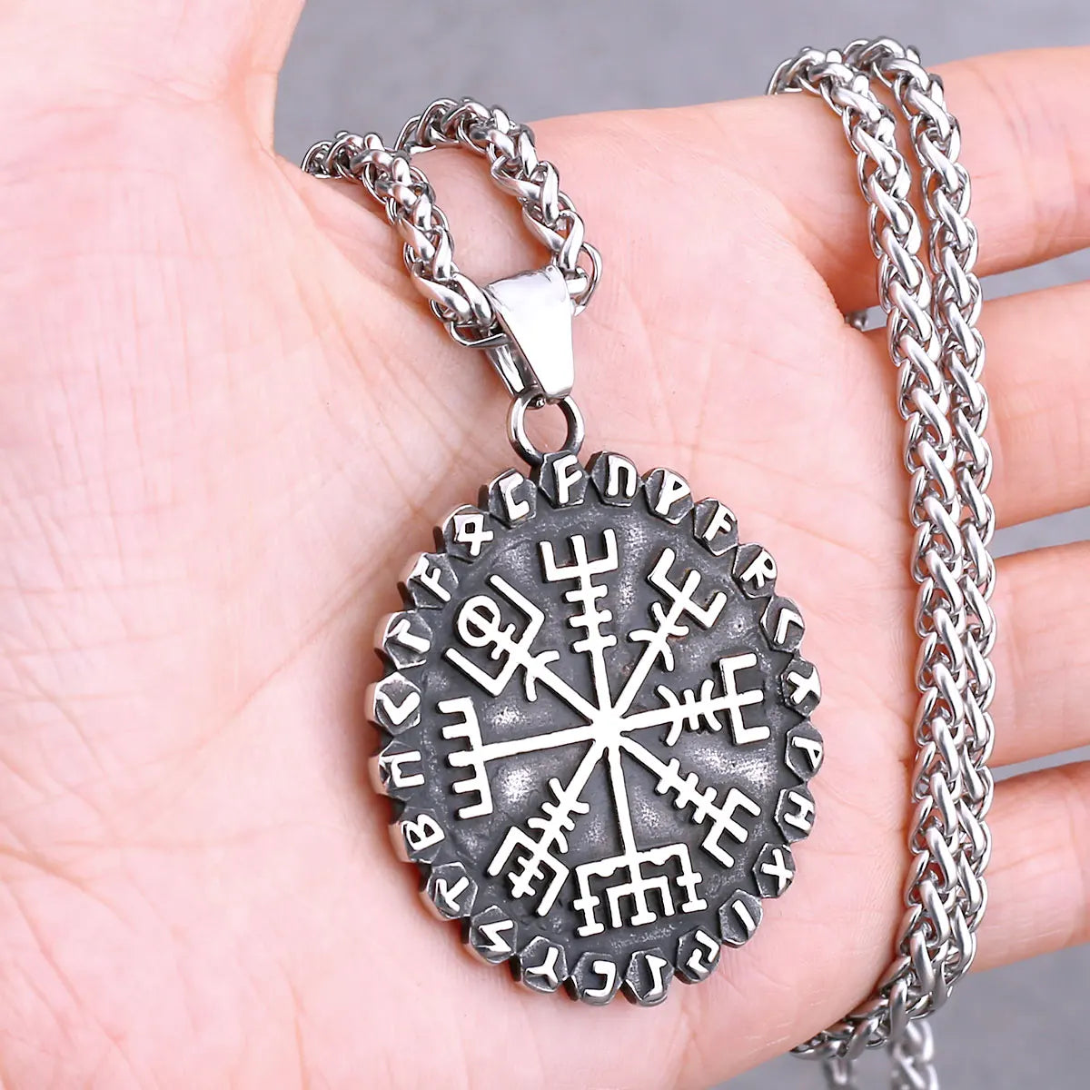 Vikings Odin Rune Necklace Various Men's Nordic Vegvisir Valknut Amulet Pendant Stainless Steel Punk Fashion Jewelry Wholesale