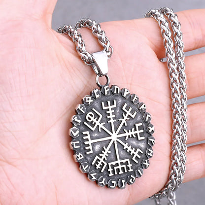 Vikings Odin Rune Necklace Various Men's Nordic Vegvisir Valknut Amulet Pendant Stainless Steel Punk Fashion Jewelry Wholesale
